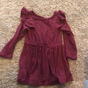Burgundy girls dress with subtle gold sparkle